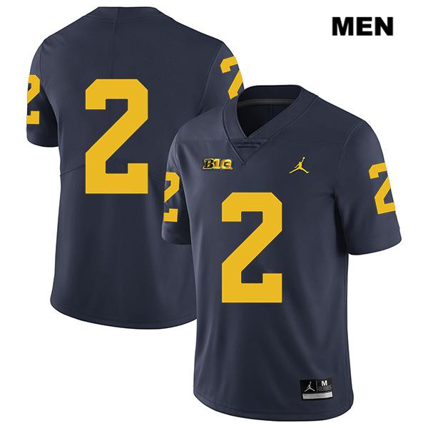 Men's NCAA Michigan Wolverines Carlo Kemp #2 No Name Navy Jordan Brand Authentic Stitched Legend Football College Jersey CU25C67PL